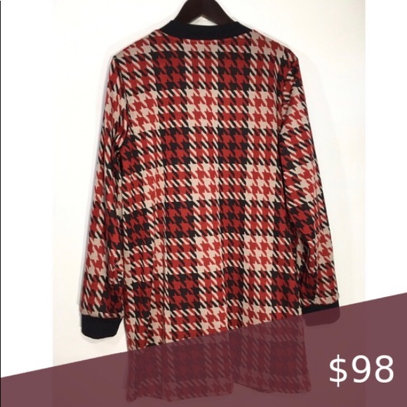 🍭Sanctuary Red Houndstooth long zipper soft jacket small - Picture 3 of 4